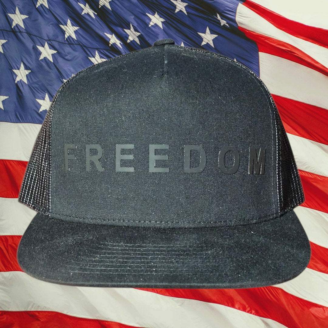 Black Freedom Hat snapback cap front view