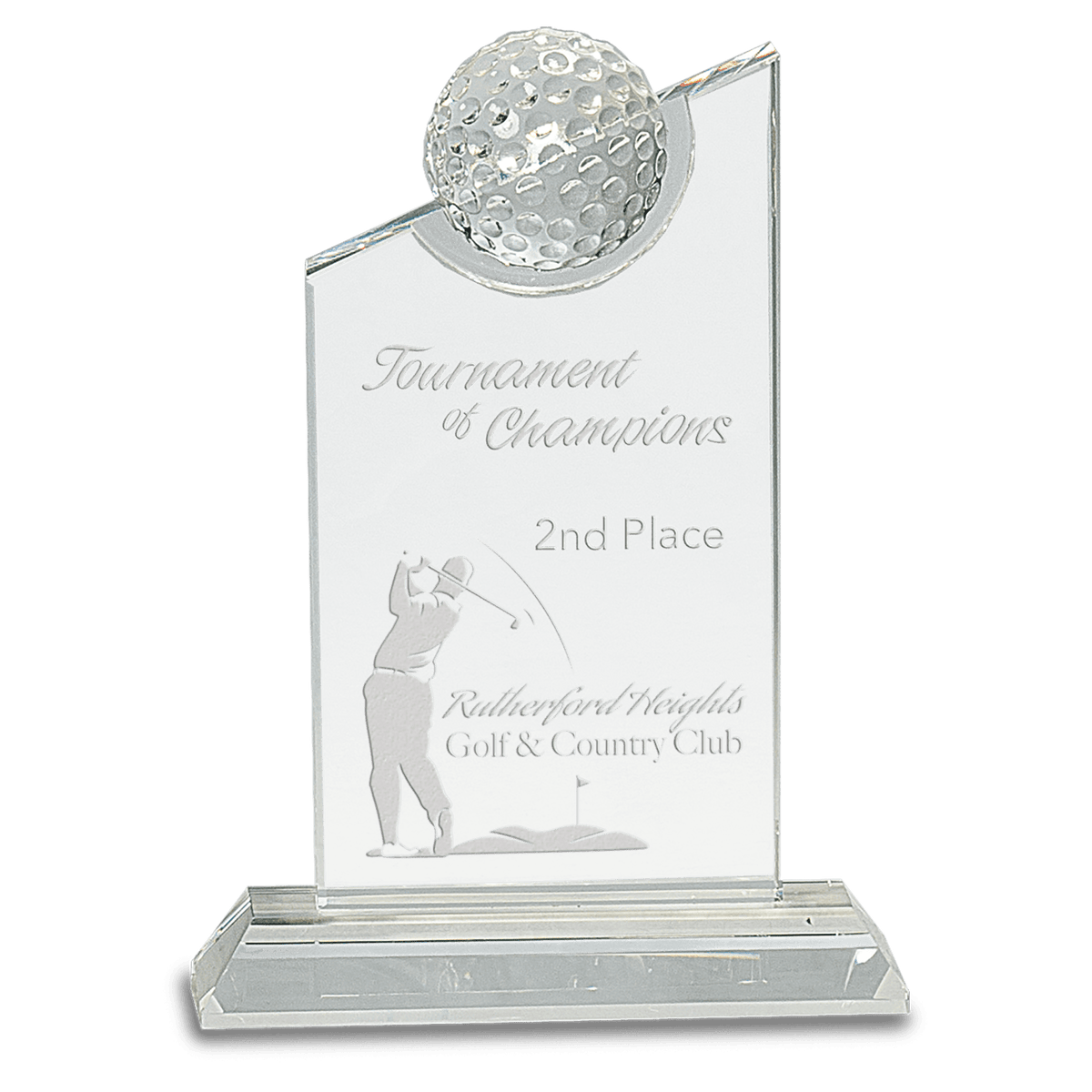 Clear Crystal with Inset Crystal Golf Ball on Clear Base Award