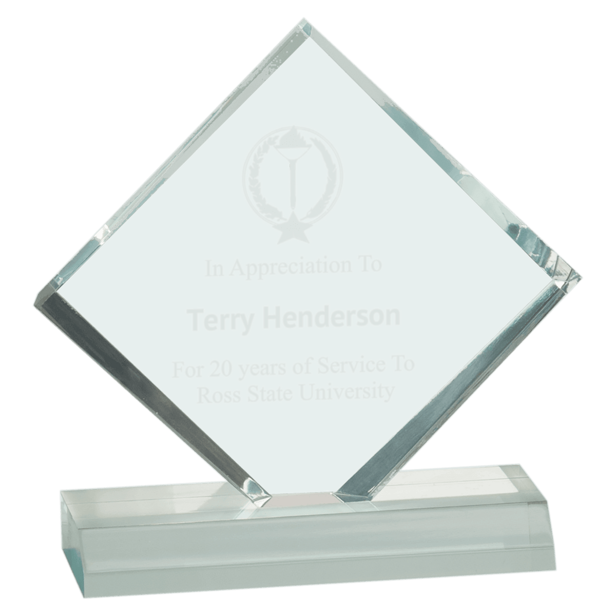 Clear Diamond Jewel Beveled Acrylic Blank Award