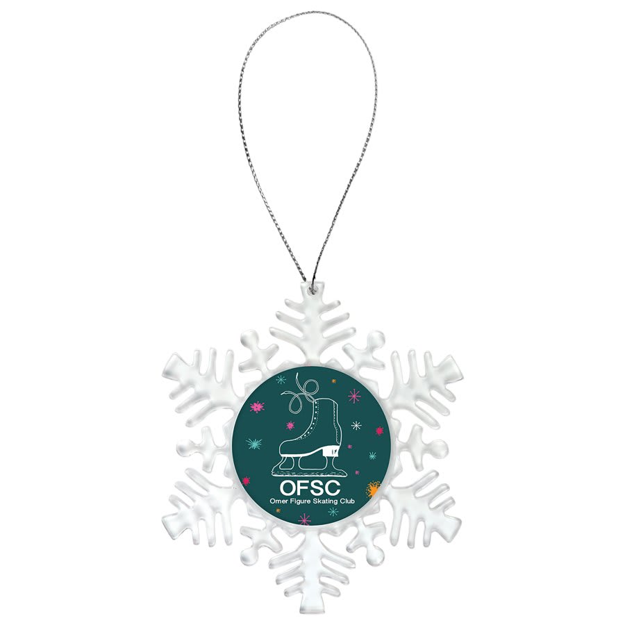 Snowflake Ornament with 2" Insert Holder & Silver String (Insert is not included)
