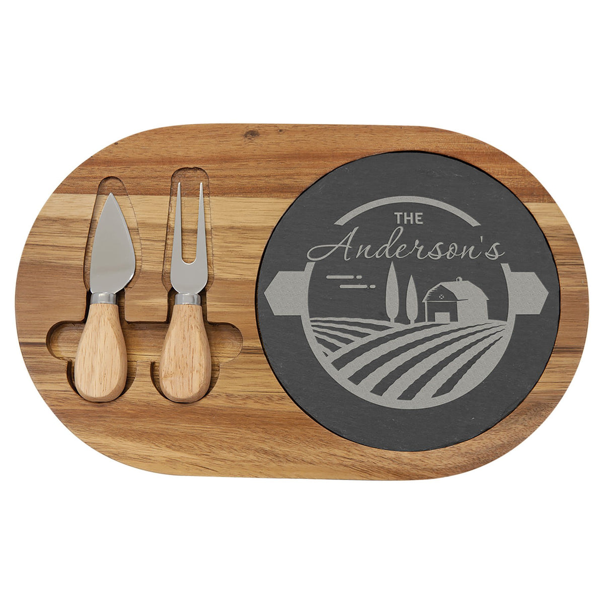 Acacia and Slate Cheese Set