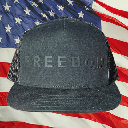 Black Freedom Hat snapback cap front view