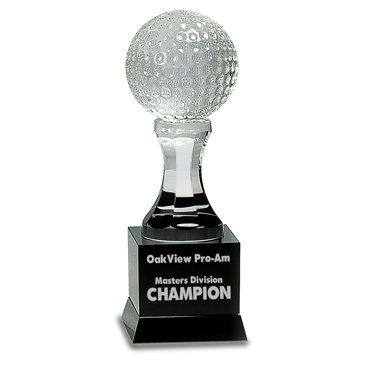 Crystal Golf Ball on Black Pedestal Base Award