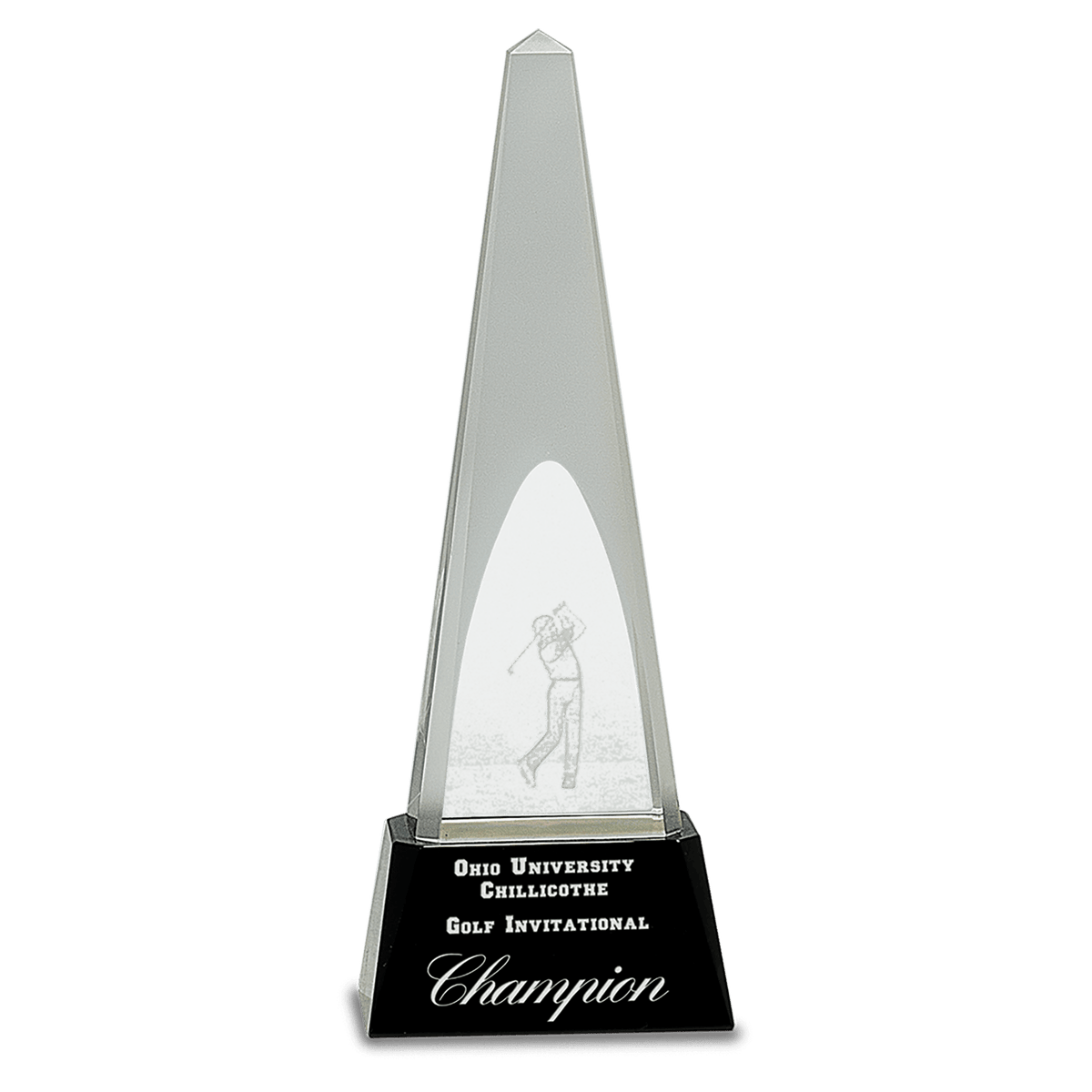 Clear Crystal 3D Golf Spire on Pedestal Base Award