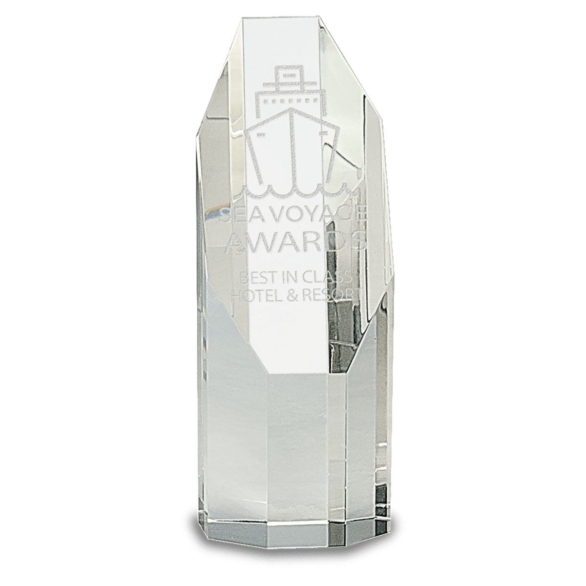 Clear Octagon Slant-Top Crystal Tower Award