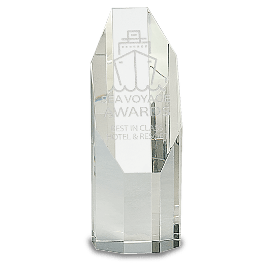 Clear Octagon Slant-Top Crystal Tower Award