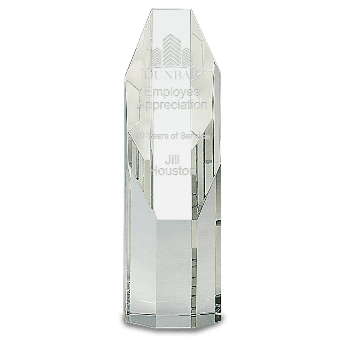 Clear Octagon Slant-Top Crystal Tower Award