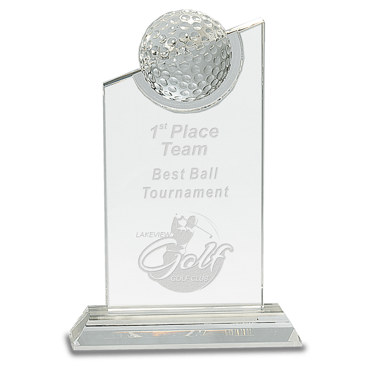 Clear Crystal with Inset Crystal Golf Ball on Clear Base Award