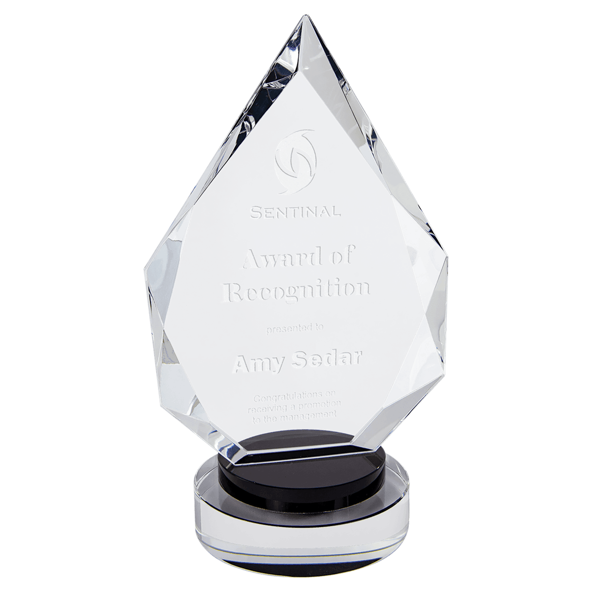 Diamond Crystal on & Clear Round Base Award