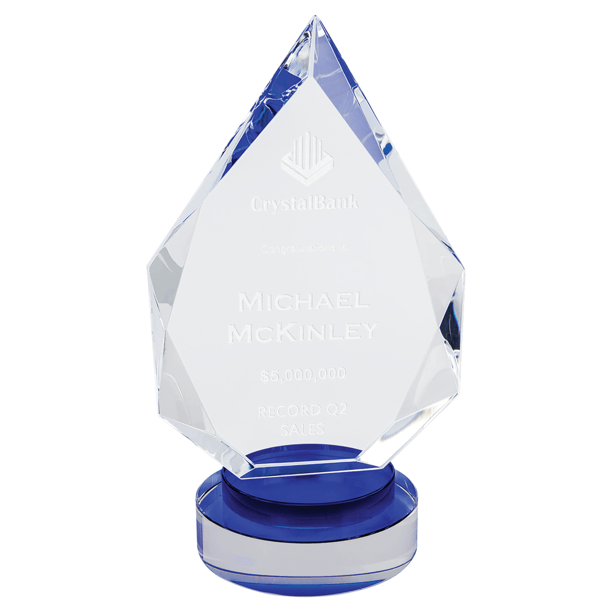 Diamond Crystal on & Clear Round Base Award
