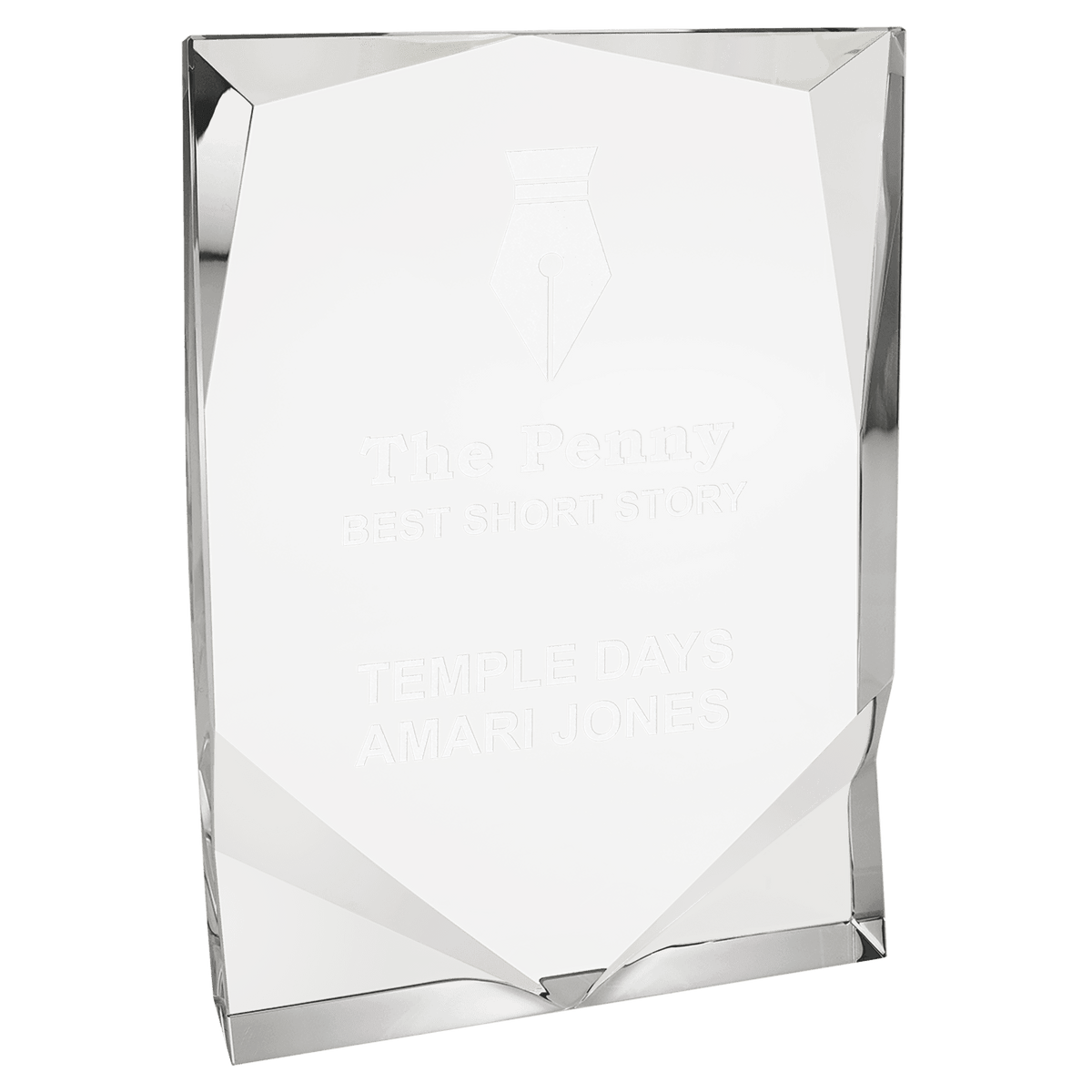 Crystal Rectangle with Two Front Bevels Award