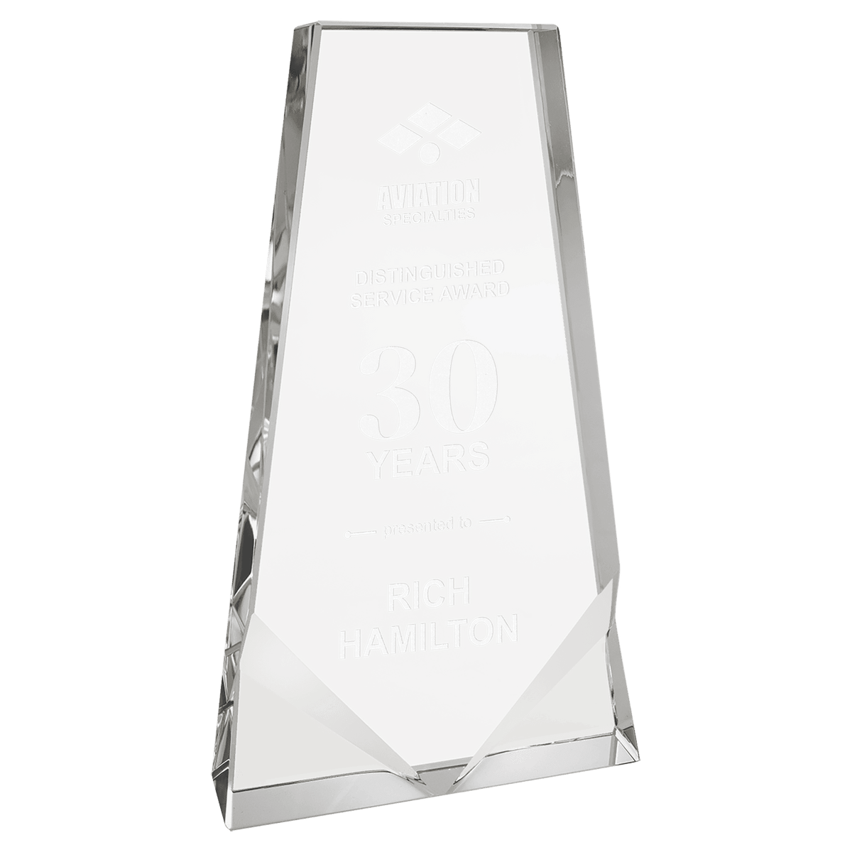 Crystal Wedge with Two Front Bevels Award