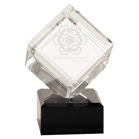 Clear Crystal Cube on Pedestal Base Award