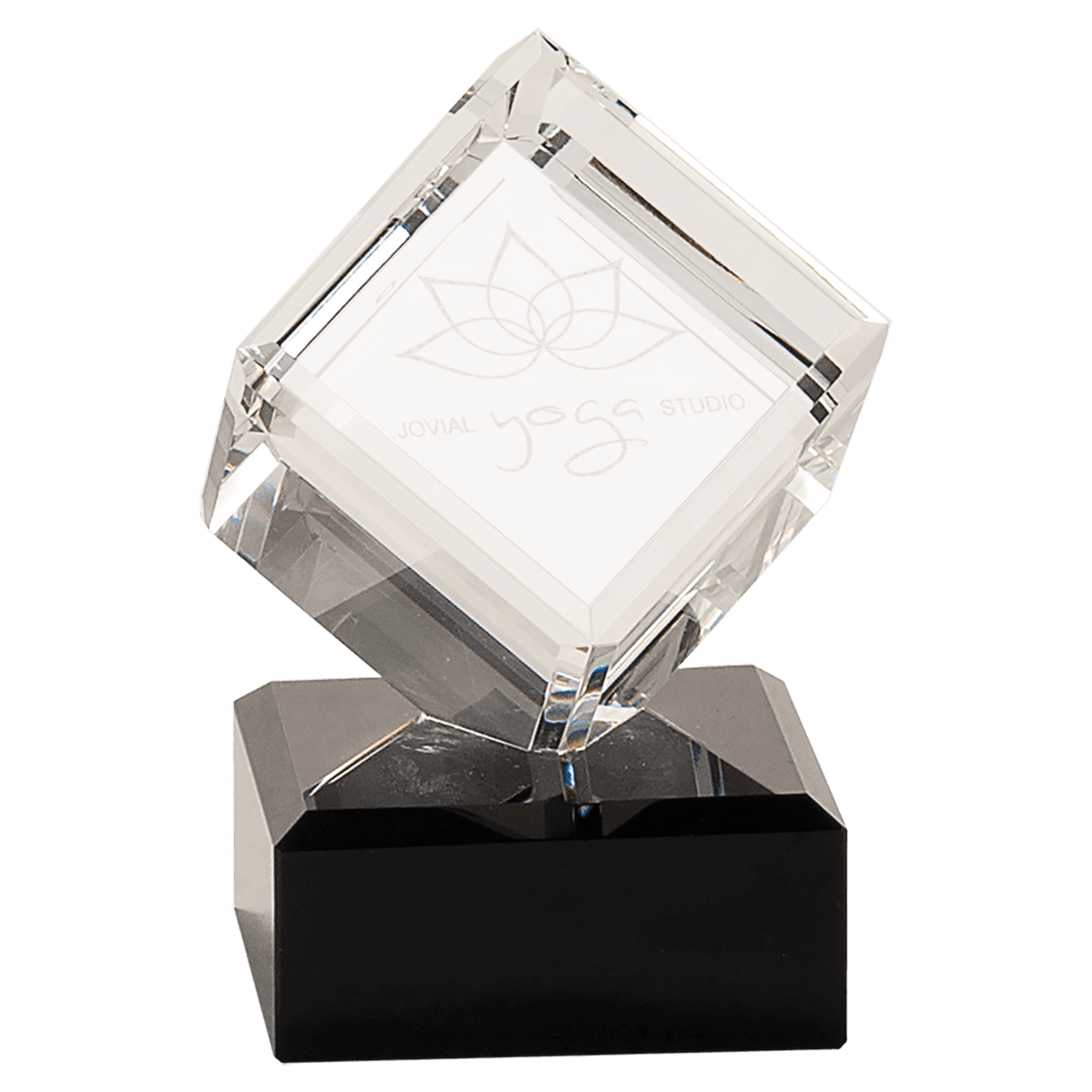 Clear Crystal Cube on Pedestal Base Award