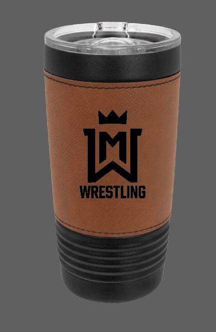 WM Wrestling 20oz Black W/ Leather Tumbler
