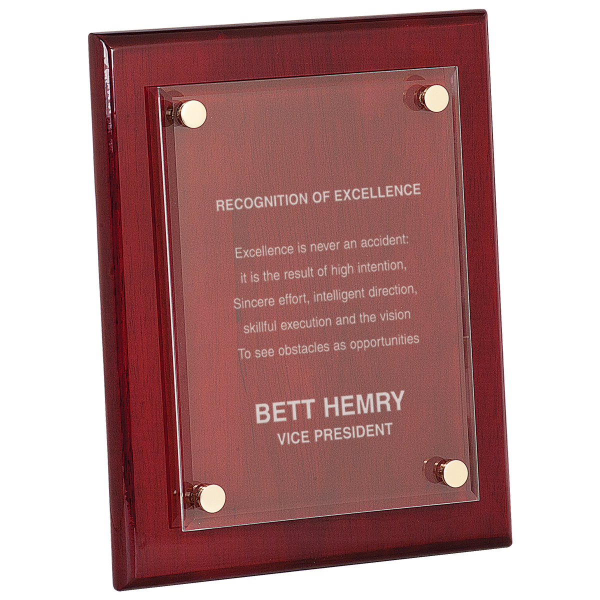 Rose Piano Finish Floating Acrylic Plaque Award