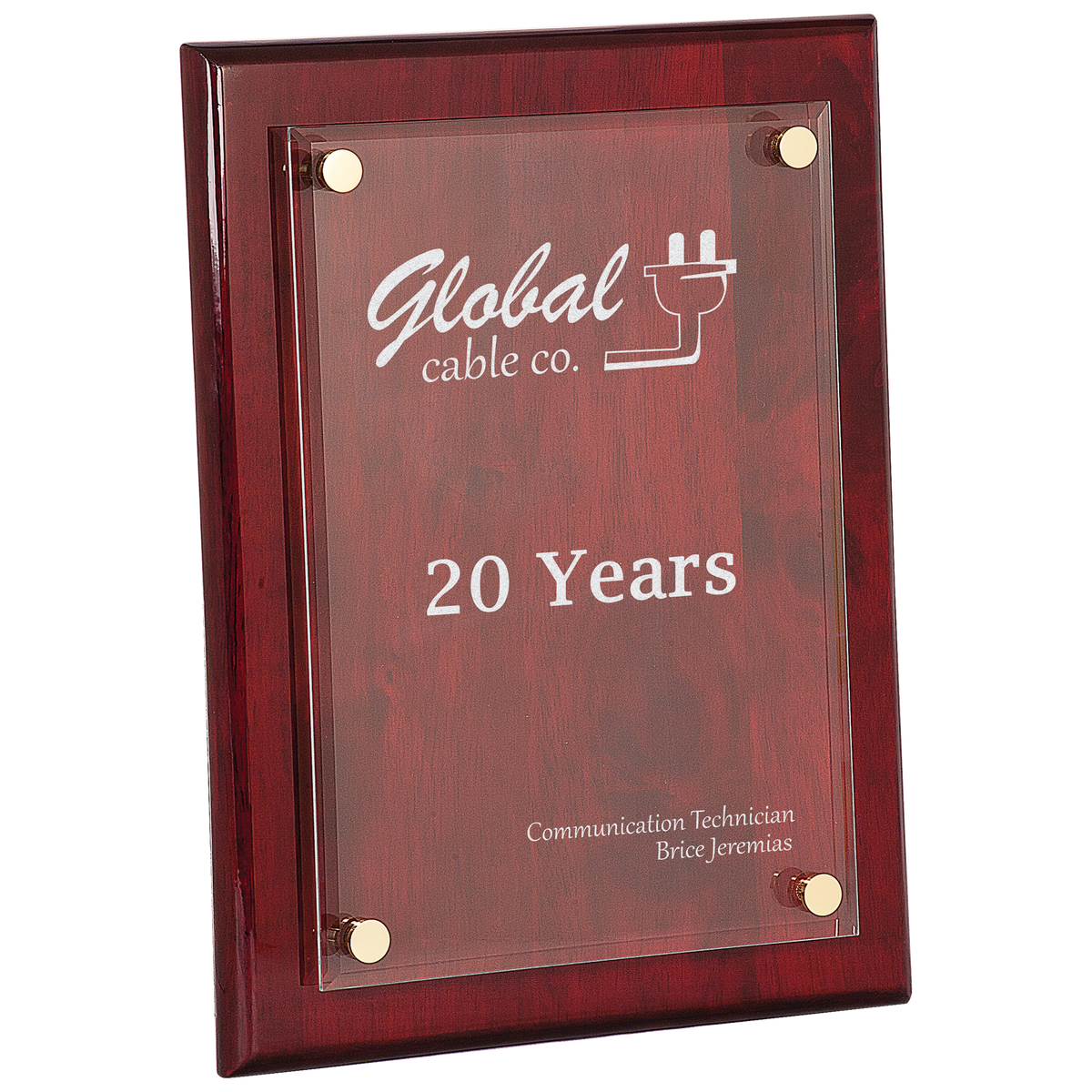 Rose Piano Finish Floating Acrylic Plaque Award