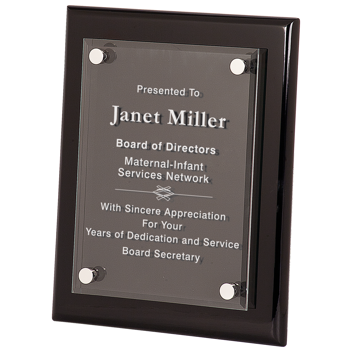 Rose Piano Finish Floating Acrylic Plaque Award