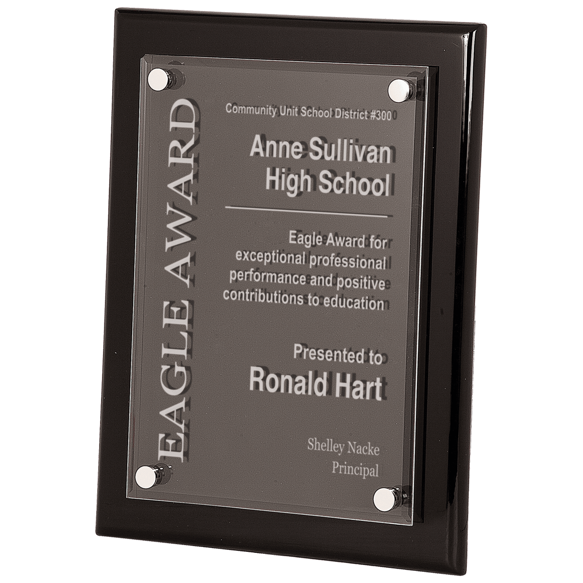 Rose Piano Finish Floating Acrylic Plaque Award