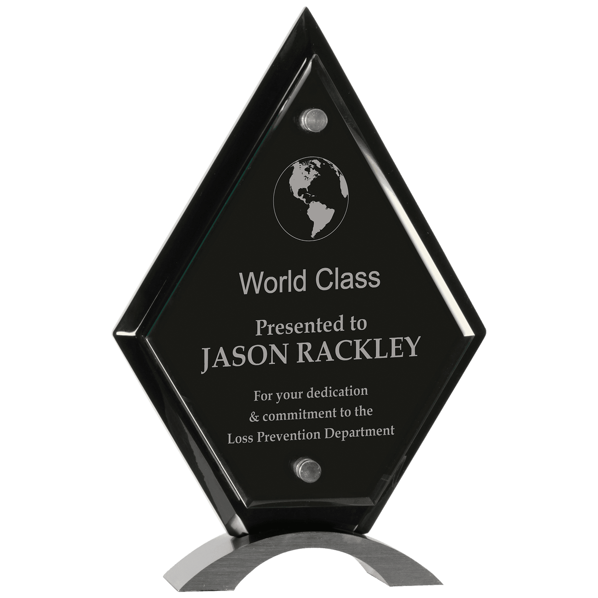 Diamond Piano Finish Floating Jade Glass Standup Award