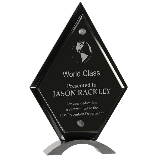 Diamond Piano Finish Floating Jade Glass Standup Award