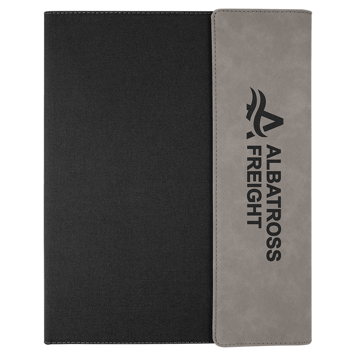 Gray Laserable Leatherette / Black Canvas Portfolio w / Notepad