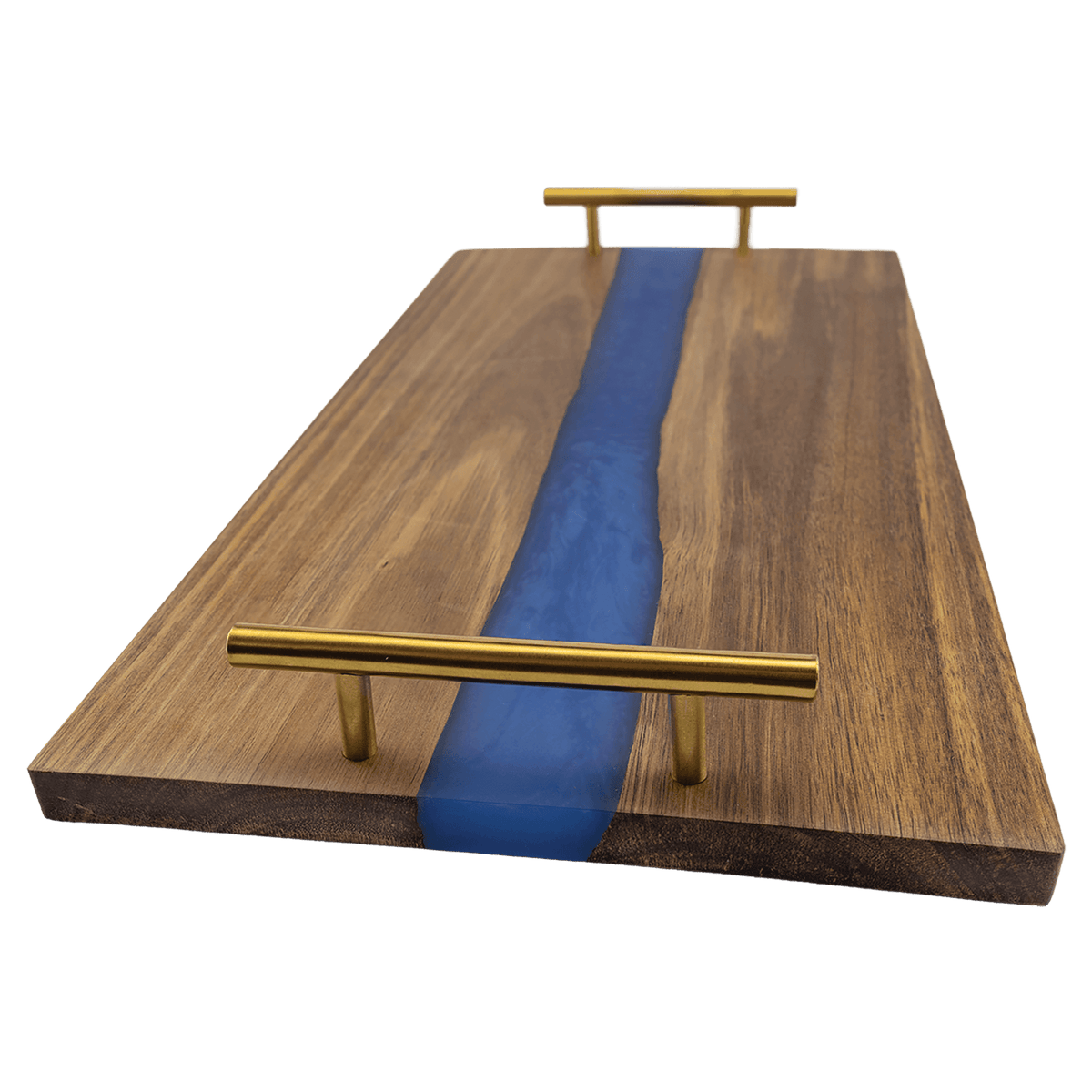 Acacia Serving Tray with Blue Pearl Resin and Handles