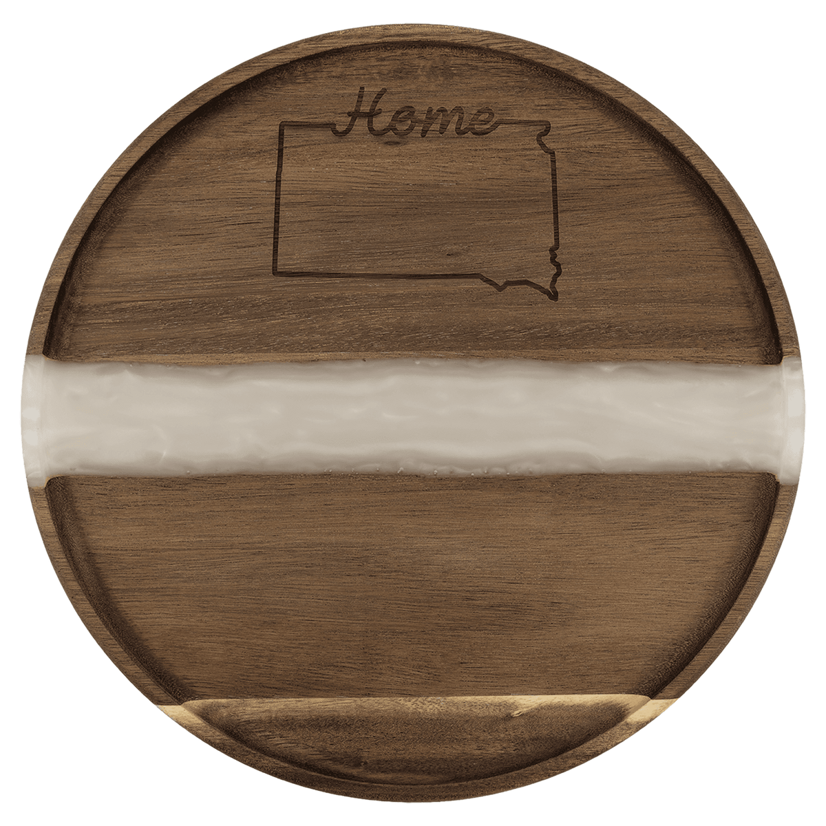 Acacia with Pearl Resin Round Serving Tray