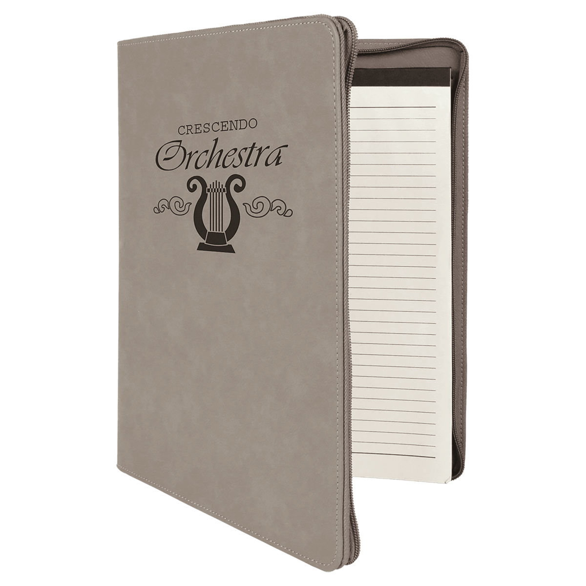 with Zipper Laserable Leatherette Portfolio with Notepad