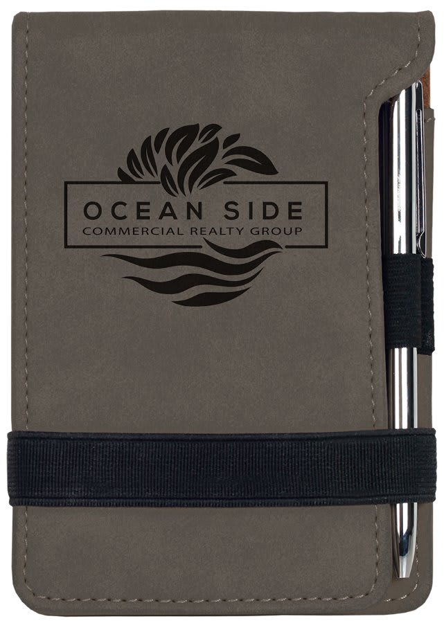 Laserable Leatherette Mini Notepad with Pen
