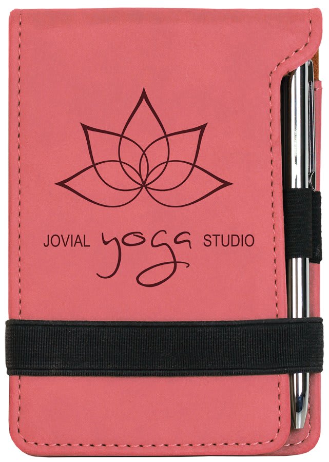 Laserable Leatherette Mini Notepad with Pen