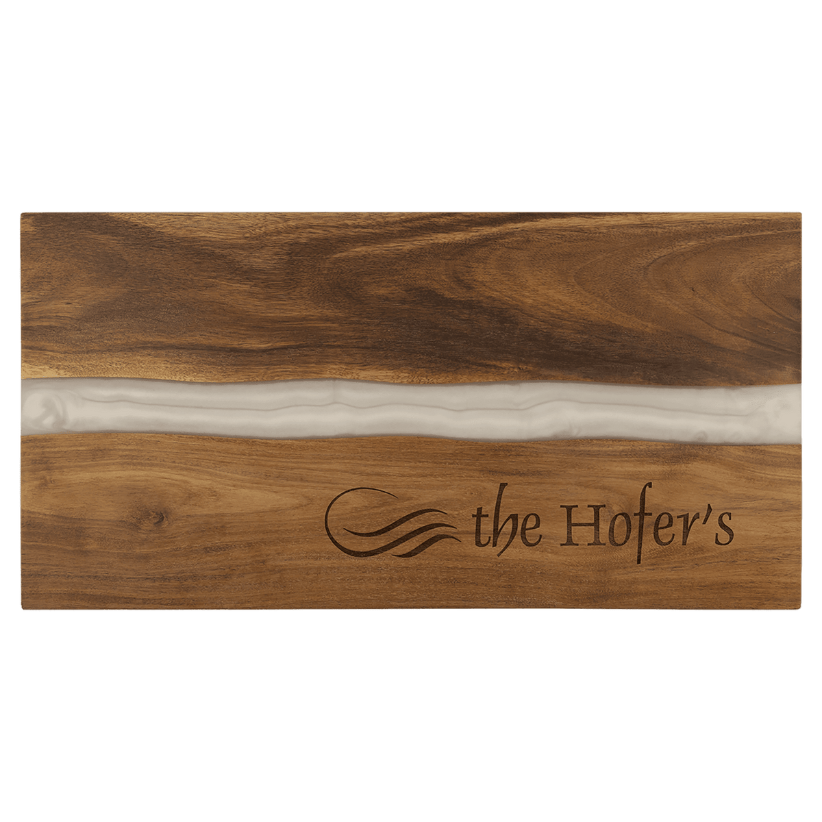 Acacia and White Pearl Resin Serving Board