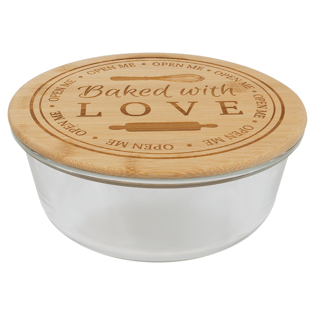 Round Glass Container with Bamboo Lid