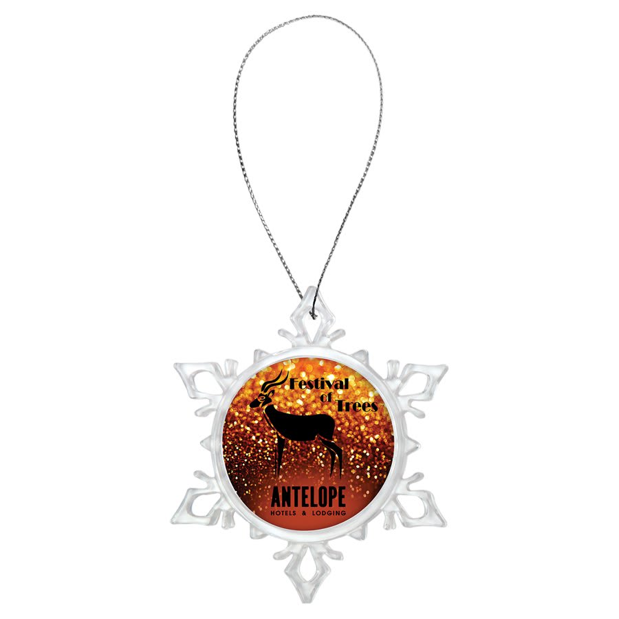 Snowflake Ornament with 2" Insert Holder & Silver String (Insert Not Included)