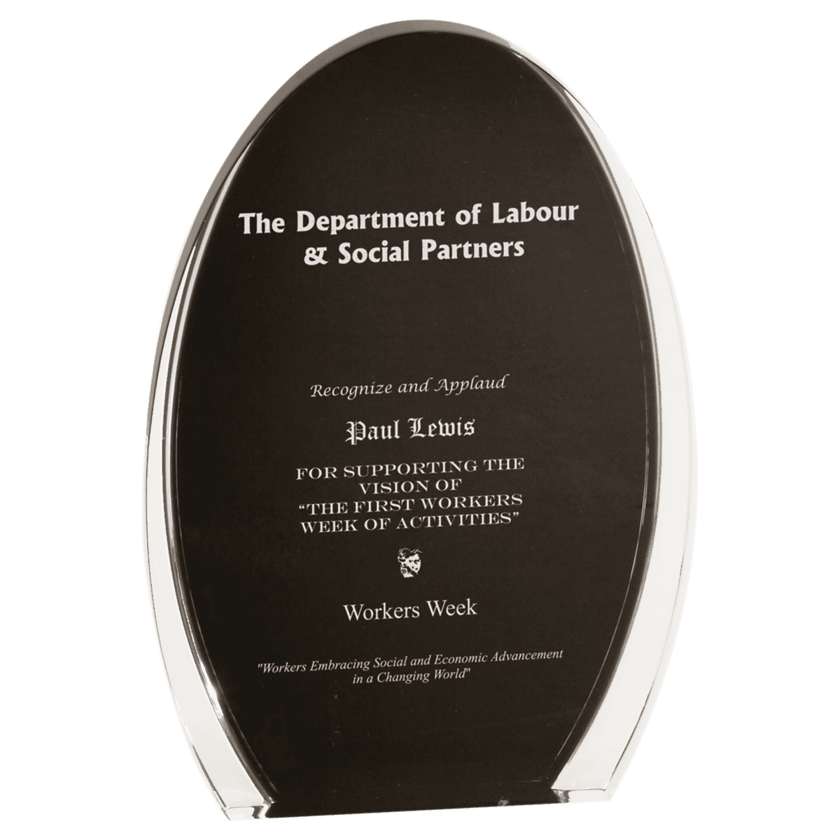 /Clear Luminary Oval Acrylic Award