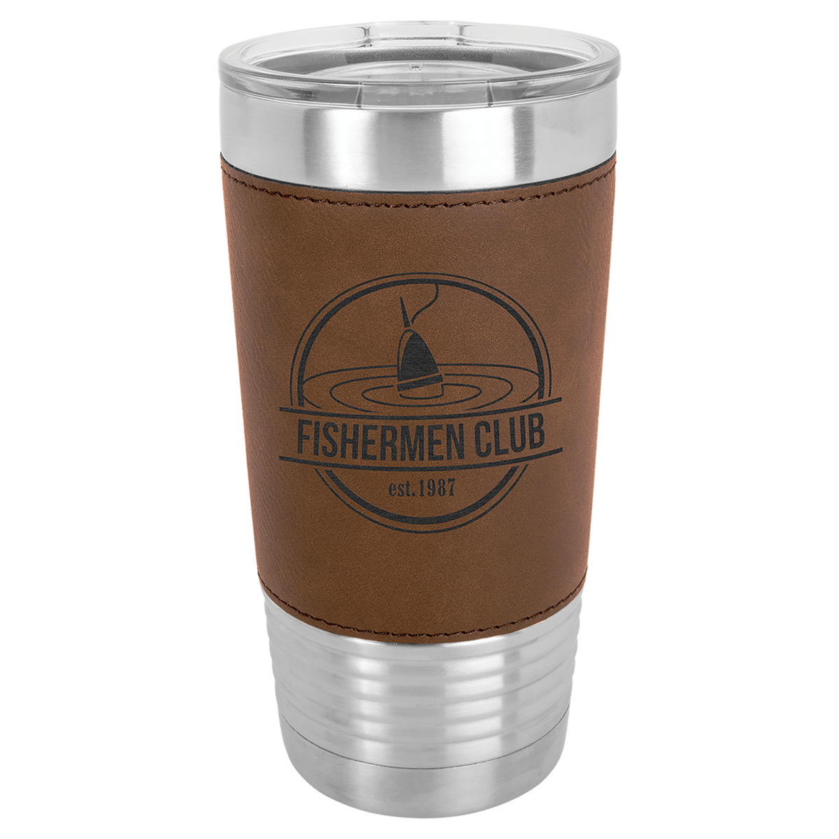 Polar Camel 20 oz. Light Brown Leatherette Grip Tumbler with Standard Lid