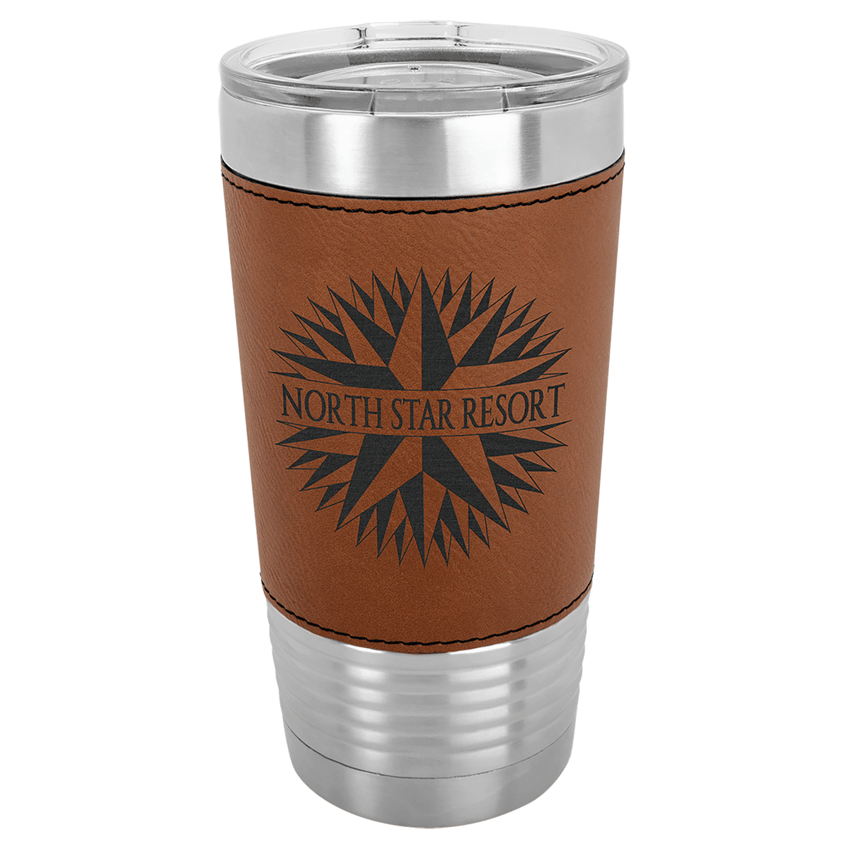 Polar Camel 20 oz. Light Brown Leatherette Grip Tumbler with Standard Lid