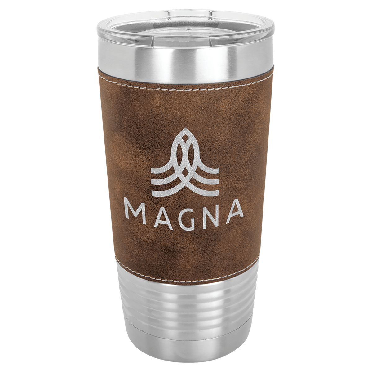 Polar Camel 20 oz. Light Brown Leatherette Grip Tumbler with Standard Lid