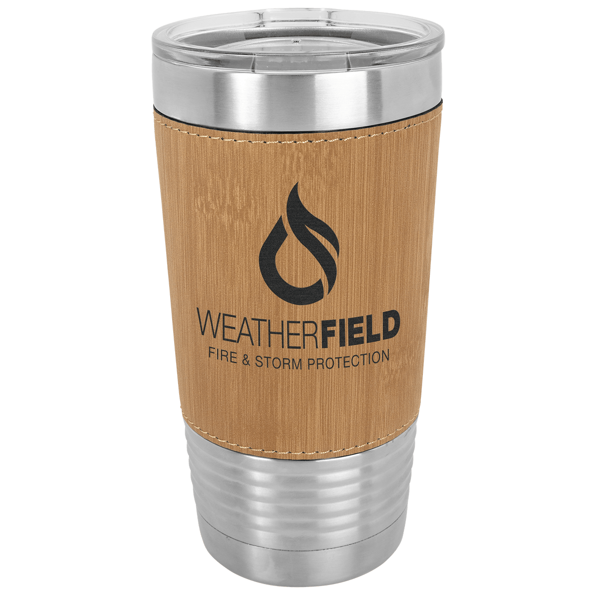 Polar Camel 20 oz. Light Brown Leatherette Grip Tumbler with Standard Lid