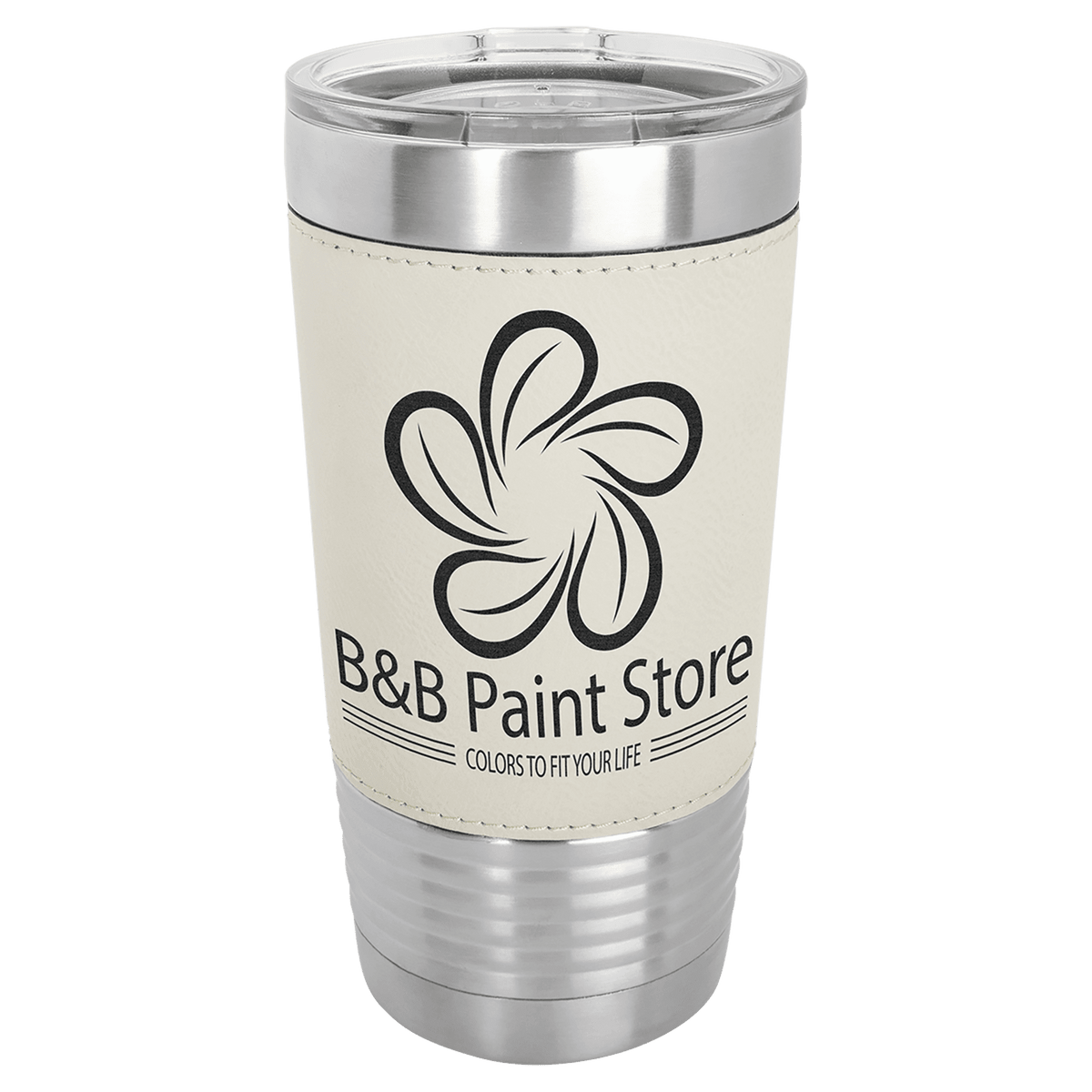 Polar Camel 20 oz. Light Brown Leatherette Grip Tumbler with Standard Lid