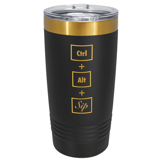 Polar Camel 20 oz. Black/ ION-Plated Ringneck Tumbler with Slider Lid