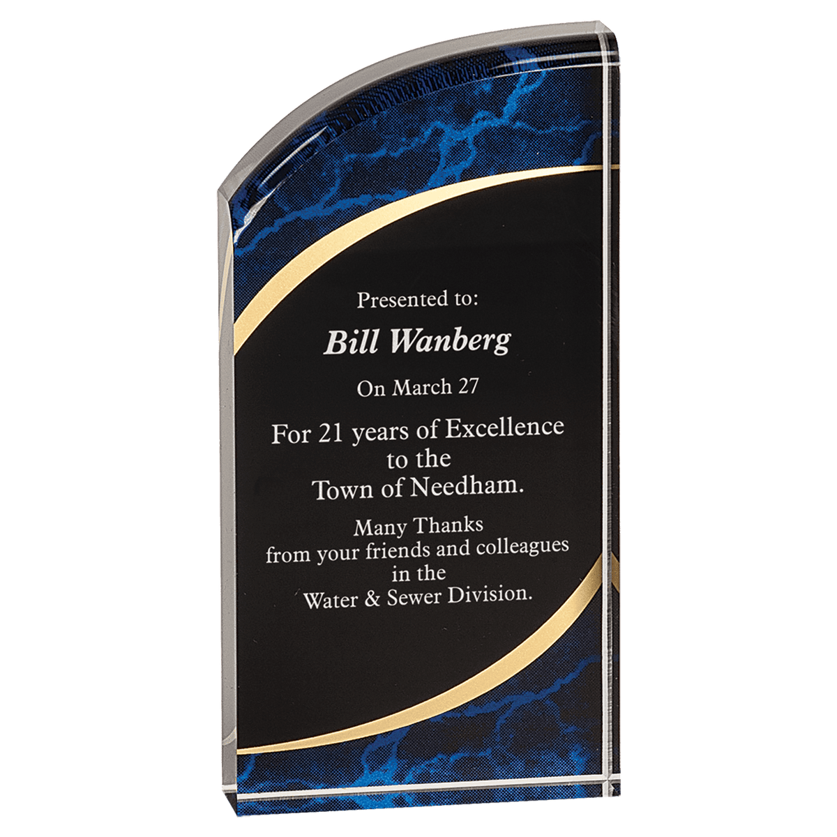 Marble Rounded Acrylic Award