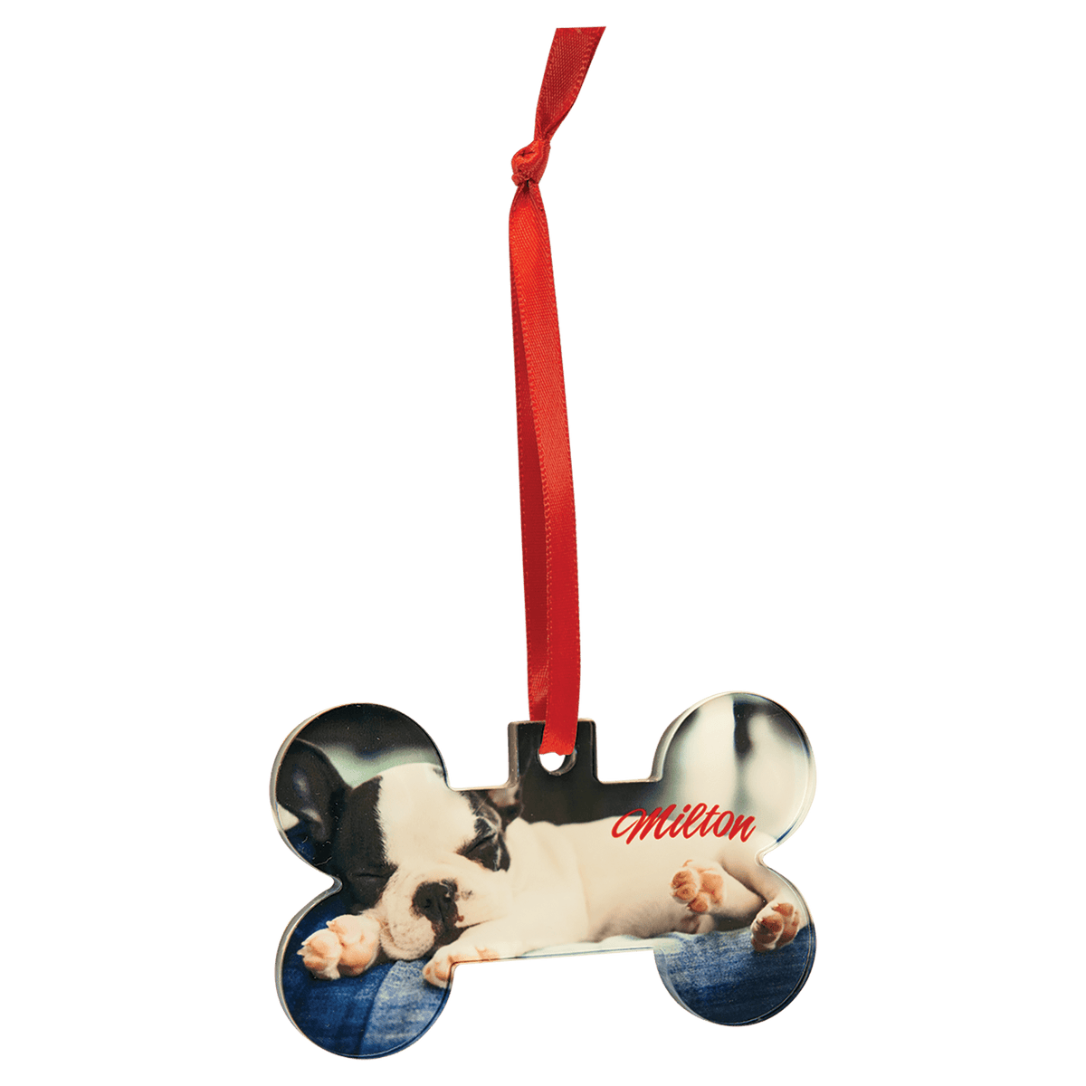Bone Sublimatable Acrylic Ornament with Red Ribbon Award
