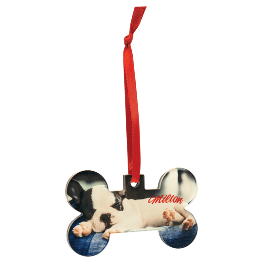 Bone Sublimatable Acrylic Ornament with Red Ribbon Award