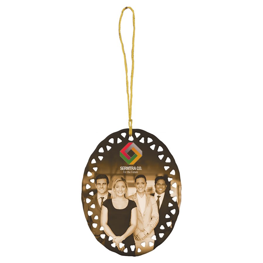 White Sublimatable Oval Doily Ceramic Ornament