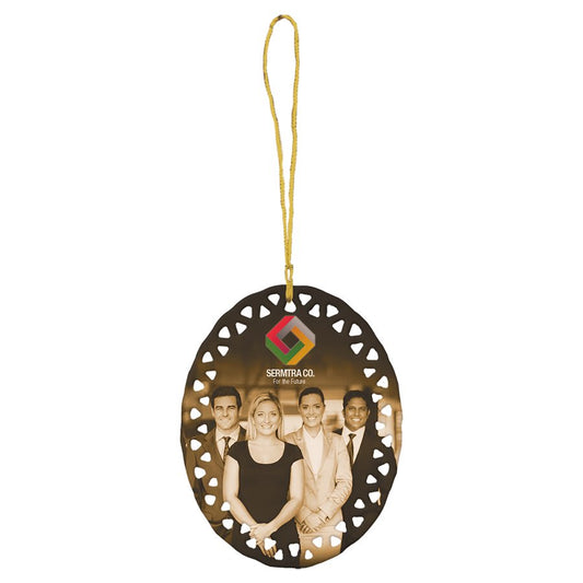 White Sublimatable Oval Doily Ceramic Ornament