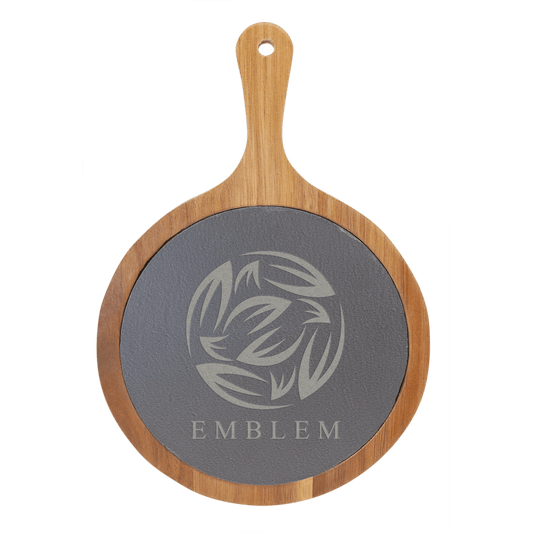 Round Acacia /Slate Serving Board with Handle