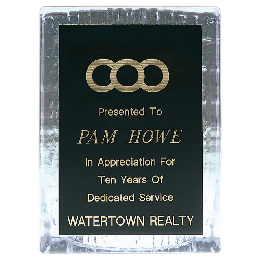 Clear Sculpted Ice Standing Plaque Award