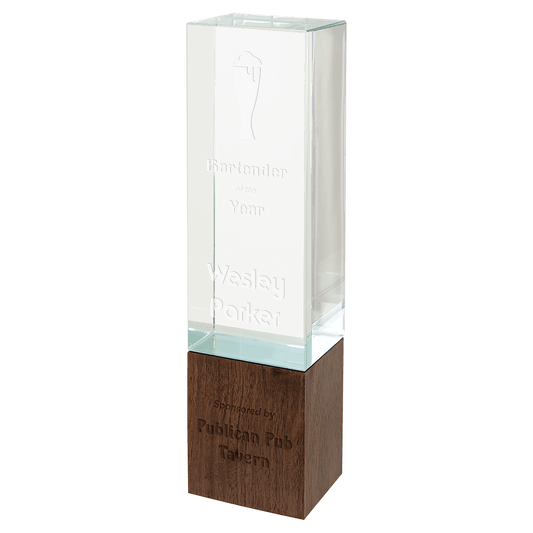 Rectangle Sierra Glass with Walnut Base