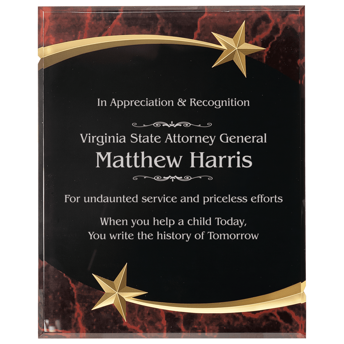Marble Shooting Star Acrylic Plaque Award